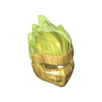 Part 41163pb03 - Minifigure, Headgear Ninjago Wrap Type 5 with Molded Trans-Bright Green Flames Pattern