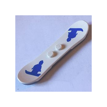 Onderdeel 46203c02pb01 - Minifiguur, snowboardgereedschap, donkergrijze onderkant met blauw snowboardminifiguurpatroon
