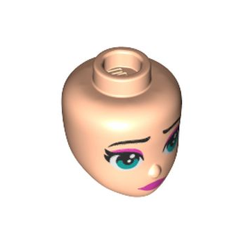 Onderdeel 52085 - Minipop, hoofdvrienden met turquoise ogen, roze lippen en oogleden, gesloten mondpatroon (Susan)