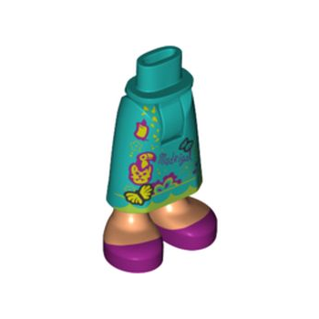 Onderdeel 59595c00pb09 - Minipop heupen en rok lang, magenta en gele bloemen en dieren, 'MadRigal', nougat benen, magenta schoenen patroon - dikke scharnier