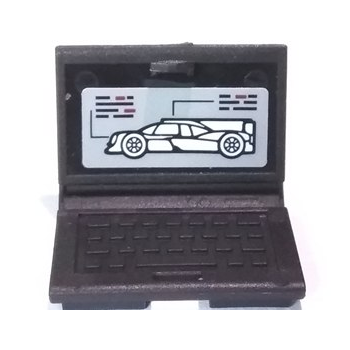 Onderdeel 62698pb11 - Minifiguur, Gebruiksvoorwerp Computer Laptop met Raceauto op Schermpatroon (Sticker) - Set 75887
