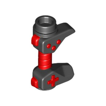 Onderdeel 65080pb01 - Minifiguur, spelbesturingsapparaat, gaten aan de zijkanten voor een balk met rode knoppen en een handvatpatroon in het midden