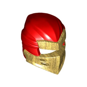 Part 66953pb04 - Minifigure, Headgear Ninjago Wrap Type 7 with 4 Slits on Front with Molded Pearl Gold Armor Pattern