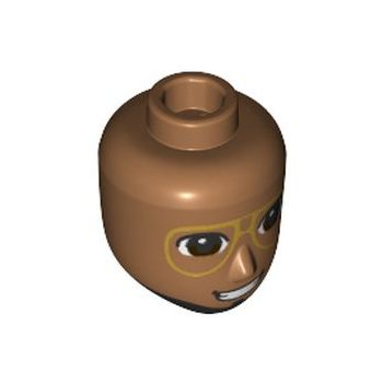 Onderdeel 72422 - Minipop, hoofdvrienden, groot, mannelijk, met donkerbruine ogen, gouden bril, zwarte baard en glimlach met tandpatroon