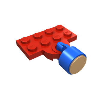 Onderdeel 737ac04 - Plaat, gemodificeerd 2 x 4 met treinkoppeling open voor magneet met blauwe magneetkoppeling, trein - 7,5 mm cilinder (737a / x547a)