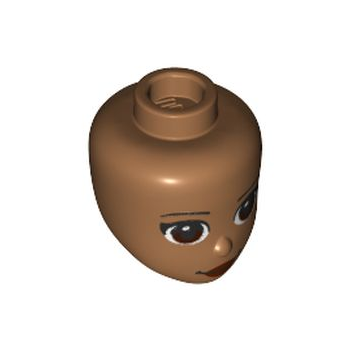 Onderdeel 74697 - Minipop, hoofdvrienden met donkerbruine ogen, donkerrode lippen en gesloten mondlachpatroon