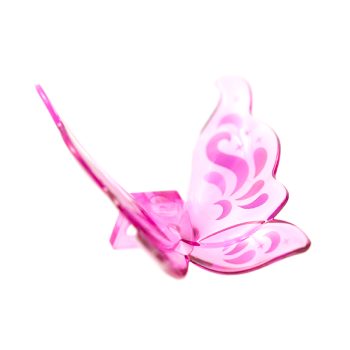 Teil 77192pb01 – Minifigurenflügel, Schmetterling, spitz zulaufend mit lavendelfarbenen und metallisch rosa Wirbeln, silbernes Sternenmuster