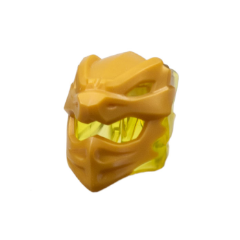 Teil 79899pb01 – Minifigur, Kopfbedeckungshelm mit Flammen auf der Rückseite mit geformtem perlgoldenem Drachengesichtsmuster