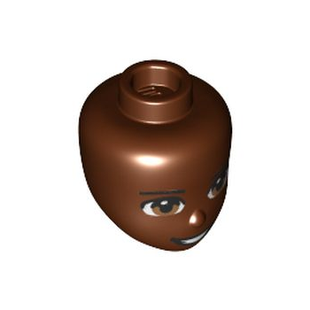 Onderdeel 80075 - Minipop, hoofdvrienden met donkerbruine ogen, zwarte wenkbrauwen en een open mondlachpatroon