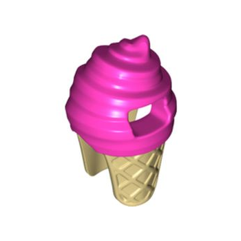 Teil 80678pb01 – Minifigur, Kopfbedeckung, Kostüm-Eiscreme mit geformtem hellbraunem Kegelmuster