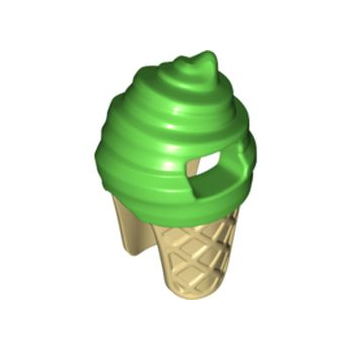 Teil 80678pb01 – Minifigur, Kopfbedeckung, Kostüm-Eiscreme mit geformtem hellbraunem Kegelmuster