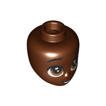 Onderdeel 83507 - Minipop, hoofdvrienden met zwarte wenkbrauwen, grote middelgrote nougatogen, open mondglimlach met tandpatroon
