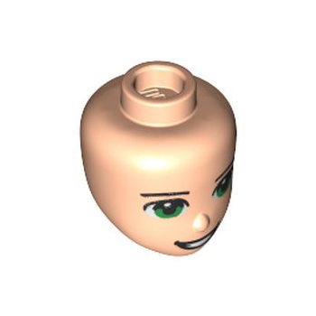 Onderdeel 84061 - Minipop, Head Friends-mannetje met groene ogen, zwarte wenkbrauwen en open mond-lachpatroon