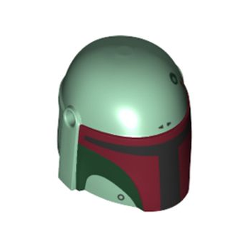 Teil 87610pb14 – Minifigur, Kopfbedeckungshelm mit Löchern, SW Mandalorianer mit schwarzem und dunkelrotem Visier, dunkelgrünen Wangeneinbuchtungen und Kreismuster
