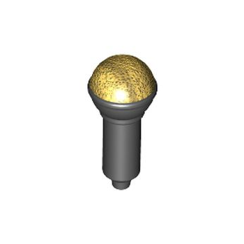 Onderdeel 90370pb03 - Minifiguur, gebruiksvoorwerpmicrofoon met gouden bovenste halfschermpatroon