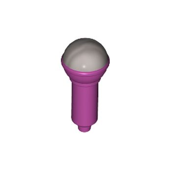 Onderdeel 90370pb05 - Minifiguur, gebruiksvoorwerpmicrofoon met metallic zilveren bovenste halfschermpatroon
