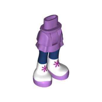 Onderdeel 92250c00pb13 - Minipop met heupen en rok in laagjes, donkerblauwe benen en witte laarzen met middelgrote lavendelkleurige tenen en magenta sneeuwvlokkenpatroon - Dikke scharnier