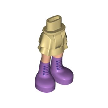 Onderdeel 92250c00pb24 - Minipop heupen en rok gelaagd, licht nougat benen en middelgrote lavendelkleurige laarzen met zwart veterpatroon - Dik scharnier