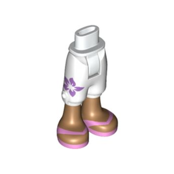 Onderdeel 92251c00pb01 - Minipop heupen en broek bijgesneden met middelgrote lavendelkleurige bloemen, middelgrote nougatbenen en felroze sandalen met bandjespatroon - Dikke scharnier