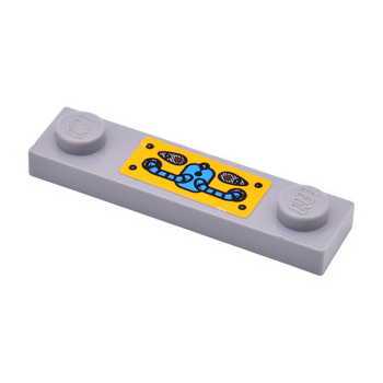 Onderdeel 92593pb020 - Plaat, gemodificeerd 1 x 4 met 2 noppen zonder groef met blauwe slangen, knoppen en klinknagelspatroon (sticker) - Set 70002