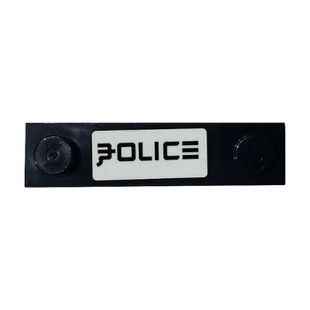 Part 92593pb041 - Plate, Modified 1 x 4 with 2 Studs without Groove with Ninjago 'POLICE' Pattern (Sticker) - Set 70607