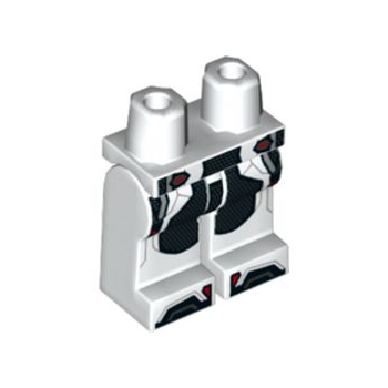 Teil 970c00pb0946 – Hüften und Beine mit schwarzer Rüstung mit silbernen Punkten und rotem Ziermuster