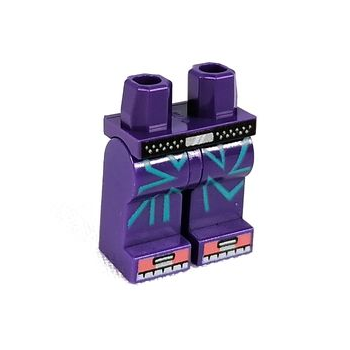 Teil 970c00pb1227 – Hüften und Beine mit schwarzem Gürtel mit silbernen Punkten, dunkeltürkisen schrägen Linien, korallenfarbenem Zehenmuster