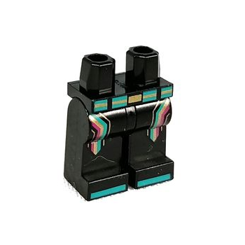 Onderdeel 970c00pb1233 - Heupen en benen met donker turquoise en gouden riem, magenta, gouden en donker turquoise strepen, donker turquoise tenenpatroon