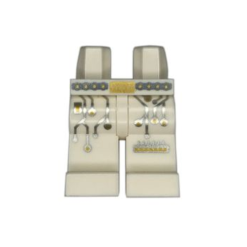 Onderdeel 970c00pb1240 - Heupen en benen met parelmoer donkergrijze riem, gouden studs en gesp, zilver en goudkleurig schakelpatroon