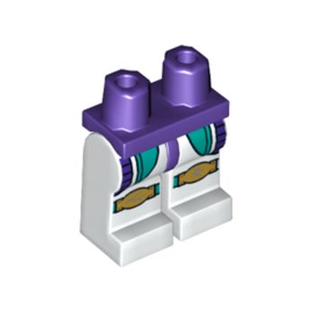 Onderdeel 970c01pb52 - Heupen en witte benen met donker turquoise en donkerpaarse zakken en gouden kniebeschermerspatroon
