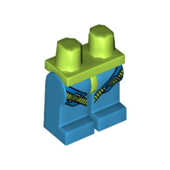 Teil 970c153pb03 – Hüften und dunkelblaue Beine mit blauen und limettengrünen Fallschirmgurten und silbernem Schnallenmuster