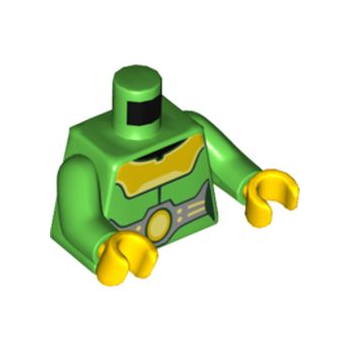 Teil 973pb4576c01 – Torso, weibliche Rüstung, gelber Mantel, großer silberner Gürtel mit gelbem Oval, weißes Ziermuster / hellgrüne Arme / gelbe Hände