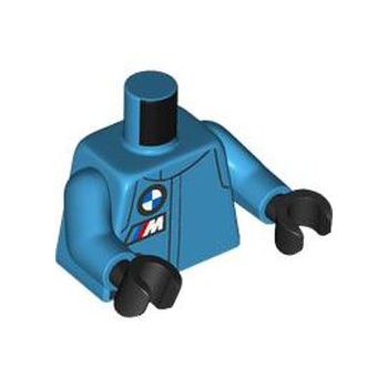 Onderdeel 973pb5570c01 - Torso Racingpak met zwart paneel, BMW Motorsport-logo, witte hoofdletter M met rood, blauw en donkerblauw diagonaal strepenpatroon / donkerblauw armen / zwarte handen