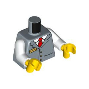 Onderdeel 973pb5664c01 - Torso vest met 3 gouden knopen en badge over wit overhemd en rood stropdaspatroon / witte armen / gele handen