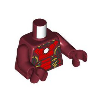 Onderdeel 973pb5769c01 - Torsopantser met witte cirkel, rode en gouden platen en zilveren accenten (Mark 43) patroon / donkerrode armen / donkerrode handen