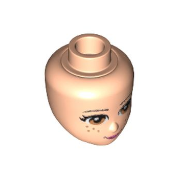 Onderdeel 98705 - Minipop, hoofdvrienden met middelgrote nougatogen en sproeten, donkerroze lippen en gesloten mondpatroon